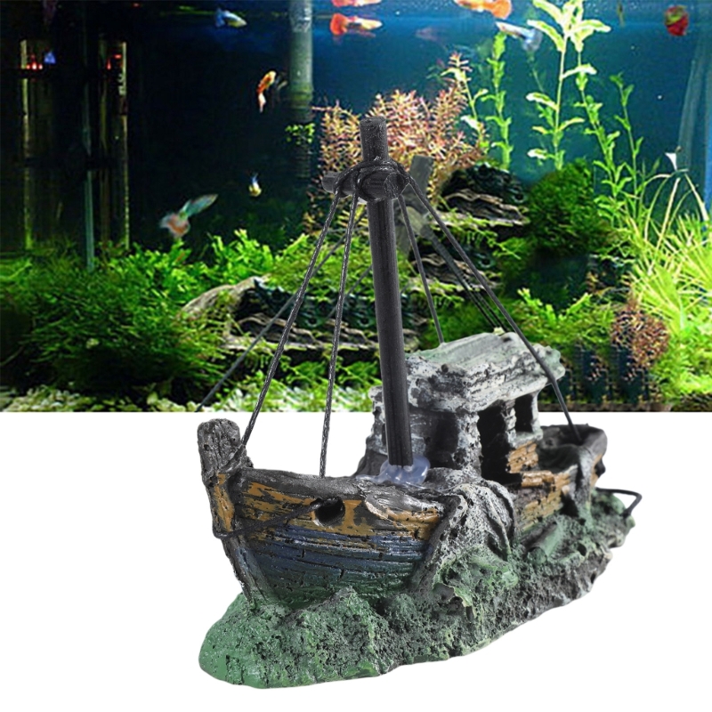 Aquarium Fish Hiding Places - Acquario Nave affondata Decorazione Acquario in
